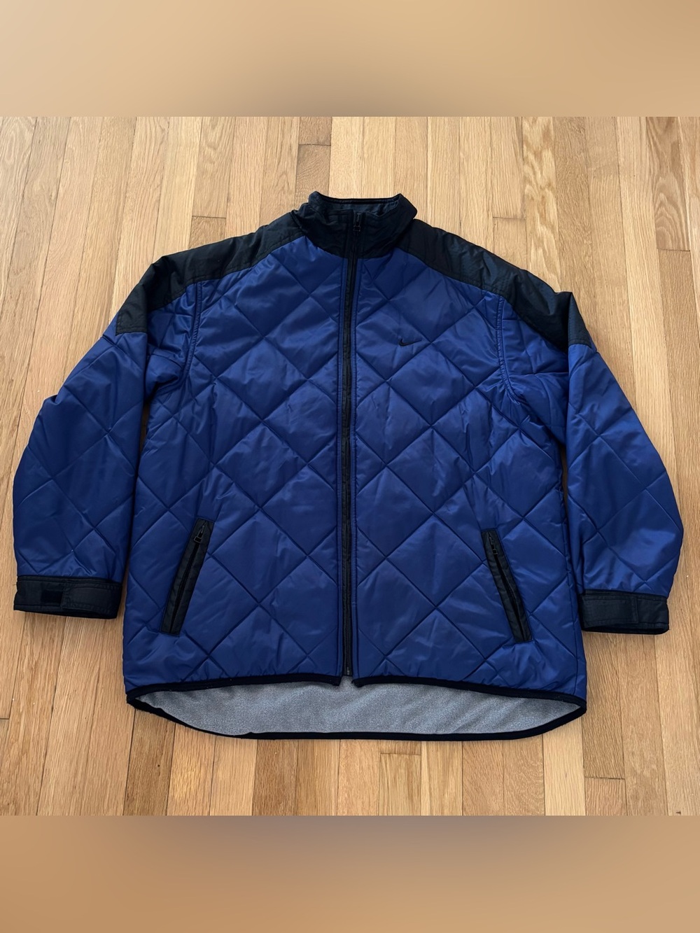 Vintage 2000s Nike Puffer Jacket Mens Large Navy Blue Black Lined Parka Rare